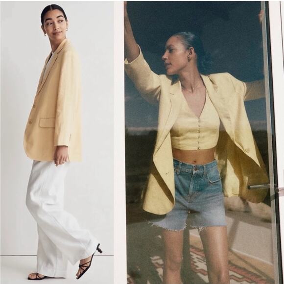 Madewell Yellow Oversized Linen Blazer NEW - Picture 1 of 7